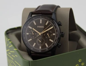 NEW AUTHENTIC FOSSIL SULLIVAN CHRONOGRAPH BLACK BROWN LEATHER BQ2457 MEN'S WATCH - Picture 1 of 11