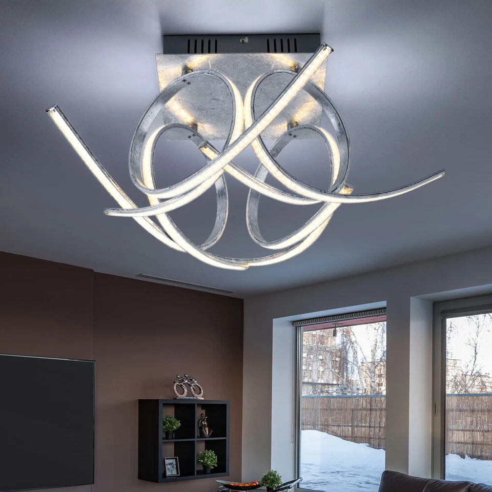 Lampada Da Soffitto Design Argento Lampada Da Soggiorno Dimmerabile LED L 63 Cm - Immagine 1 di 4