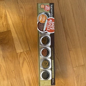 Kamenstein 6 Canister Magnetic Spice Rack W/ Spices Bags - Picture 1 of 4