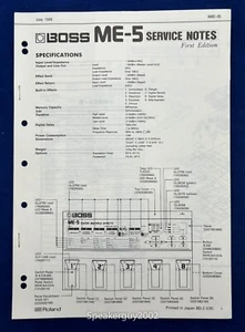 Original Roland - Boss Guitar Pedal Service Notes - Manual / ME-5 - Picture 1 of 1