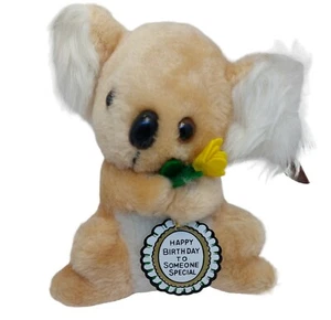 Russ Koalabär hält Blume 6 Zoll Plüschtier mit Originaletiketten hellbraun weiß 1979 - Bild 1 von 11