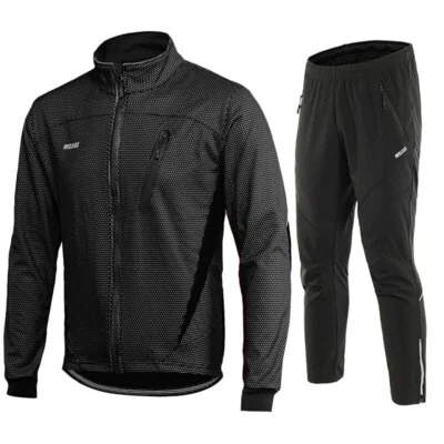 Conjunto de chaqueta de ciclismo de invierno a prueba de viento impermeable pantalones de bicicleta pantalones trajes de bicicleta Foto 1 de 4