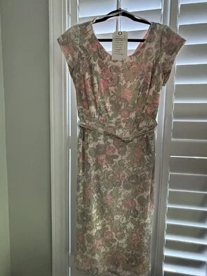 Vintage 60’s Pastel Lace Floral Wiggle Cocktail Dress w/Belt. Season 3 Maisel - Image 1 of 4