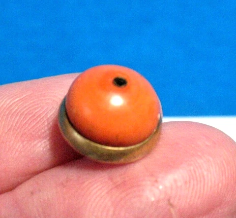 14K GOLD CORAL VICTORIAN BUTTON 1.3 GRAMS 12 MM Cover