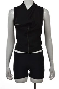 Laundry Shelli Segal Womens Vest Size XS Black Solid Sleeveless Full Zip - Picture 1 of 5