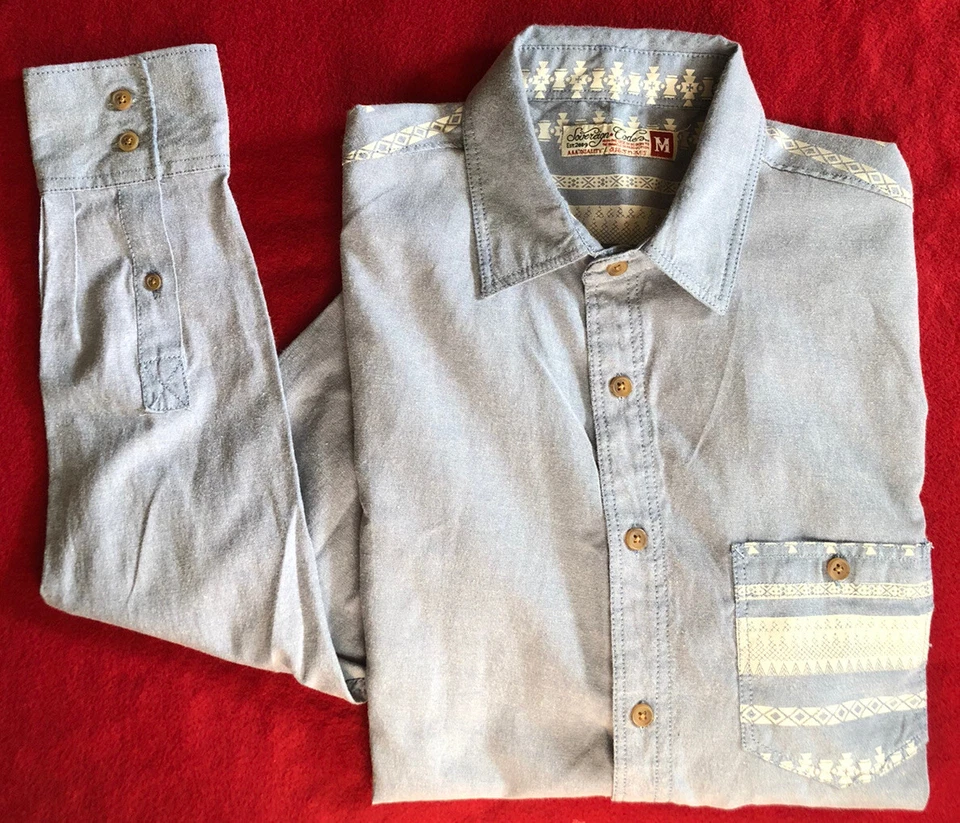 Mens Sz M Sovereign Code Mexicali Western Geller LongSleeve Blue Denim Shirt EUC - Image 1 of 4