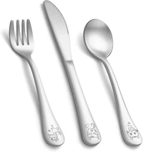 E-far 9-Piece Toddler Utensils, Stainless Steel Kids Silverware for Silver - Picture 1 of 7