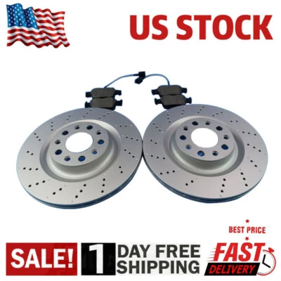 Pastilhas de freio traseiras e rotores atualizados perfurados Alfa Romeo Stelvio #11341 US STORKS - Imagem 1 de 2