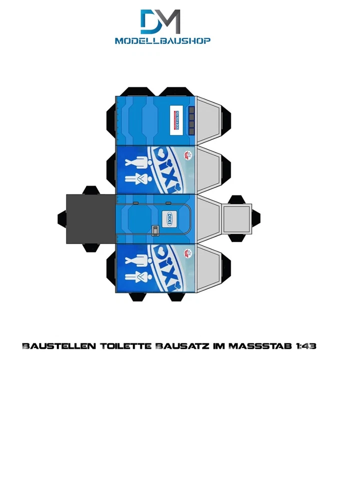 DM-MODELLBAUSHOP Baustellen Toilette DIXI Klo 1:43 Diorama Modellbau Realistisch Bausatz