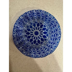 "Placa de vidrio artístico azul fundido Sydenstricker 7,5"" firmada" - Imagen 1 de 5