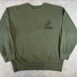 Felpa vintage USMC verde oliva militare United States Marines Corps pullover * - Foto 1 di 6