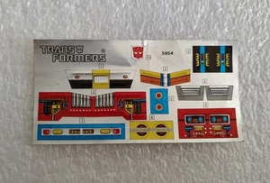 VINTAGE 1985 HASBRO TRANSFORMERS G1 INFERNO UNUSED DECAL STICKER SHEET ONLY 5954 - Picture 1 of 2