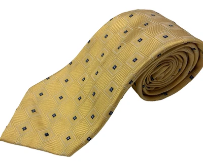 Jos A Bank Collection Men's Tie 100% Silk Yellow Geometric - Image 1 of 4