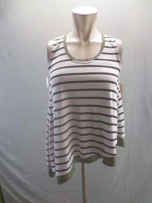 NWT Copper Key Size S Womens Striped Cotton Asymetrical Hem Sleeveless Top 619 - Image 1 of 4