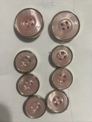 8 Vintage Escada Lilac Pink Silver Metal 4 Hole Replacement Buttons Logo - Image 1 of 4