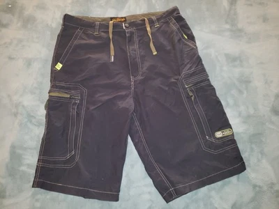 Shorts masculino antigo Y2K Wearfirst 36 azul placa de carga caminhada ao ar livre cordão - Imagem 1 de 4