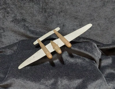 Original WWII Brass Trench Bullet Art P-38 Lockheed Lightning Airplane - Image 1 of 4