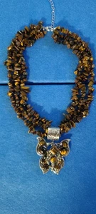 Chunk Choker Necklace , Silver And Tiger Eye Butterfly - Picture 1 of 1