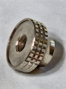 Knurled Knob, 1-1/4" Día Chromed Brass 7/16-14 Coarse Threaded Through-Hole - Picture 1 of 7