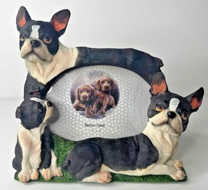 Boston Terrier 3D Picture Frame Resin 8” Tall X 9” Wide 3 Dogs - Picture 1 of 9