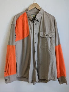 Cabela's Men's Shirt Classic Left-Hand Shooting Khaki & Blaze Orange Size XL Reg - Picture 1 of 10
