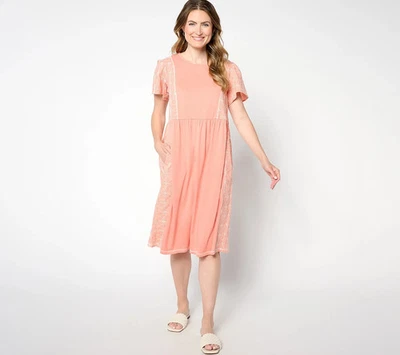 Vestido LOGO Lavish de Lori Goldstein Regular Mezcla de Ojales Rosa 2X Foto 1 de 2