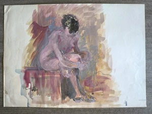 Bellissimo nudo di donna, dipinto d'epoca a tempera da valutare e classificare - Foto 1 di 1