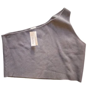 The Drop One Shoulder Rippstrick Crop Top Grau Größe 4X Sommertop - Bild 1 von 8