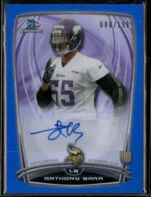 2014 Bowman Chrome #RCRA-AB Anthony Barr Rookie Blue Refractor AUTO #/199 - Image 1 of 2