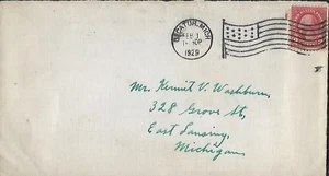 USA 1929 FANCY FLAG CANCEL COVER FROM DECATUR MICHIGAN TO EAST LANSING MI - Picture 1 of 1