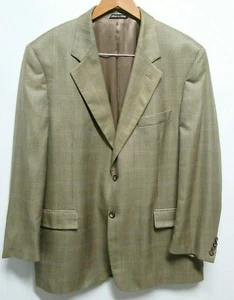 Blazer Harold Powell Italy 44L marrone beige seta lana plaid 2 bottoni sfiato singolo - Foto 1 di 6