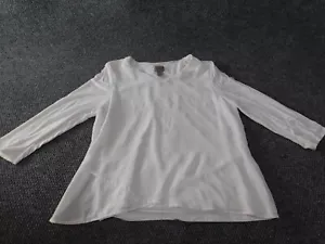 Chicos 1 top white pullover womens easy wear v-neck lined blouse stretch rayon - Picture 1 of 12
