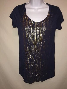 Planet motherhood maternity shirt navy with gold print detail small - Picture 1 of 2