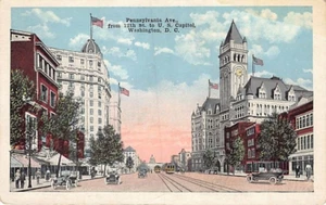 Postkarte Washington DC: Pennsylvania Avenue 12th zum Kapitol, Straßenbahnen, PB - Bild 1 von 2