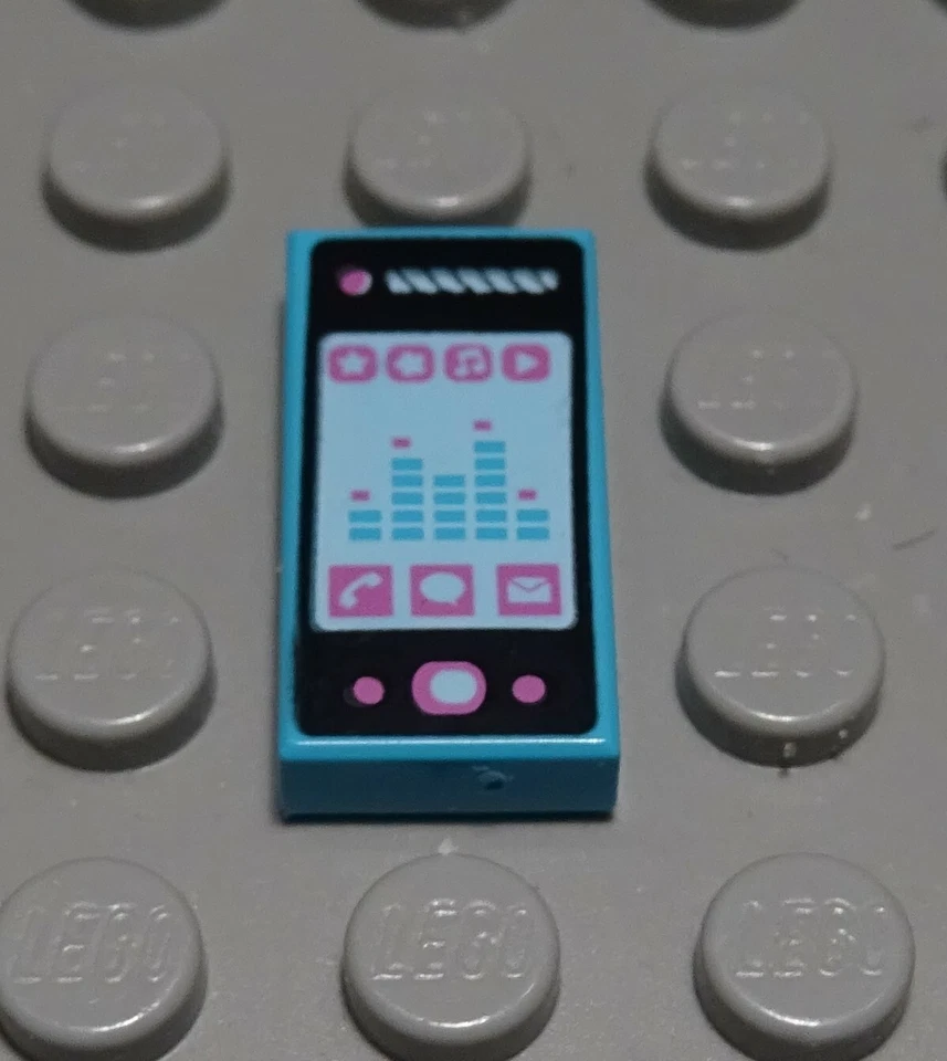Lego Tile - 1x2 Turquoise With Decor Mobile - Image 1 of 1
