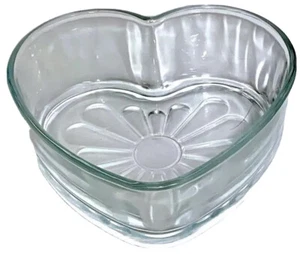Ciotola da portata cristallo per piatti caramelle CUORE 6"" L x 1,5""D oggetti decorativi incisi - Foto 1 di 3