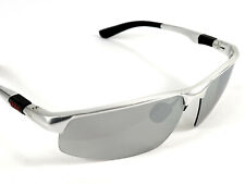 DUCO Mens Silver Polarised Aluminum Magnesium Frame Mirror Lens UV Sunglasses 