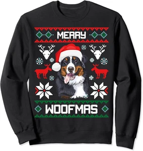 Bernese Mountain Dog Gift for Merry Christmas Woofmas Berner Sweatshirt - Picture 1 of 12