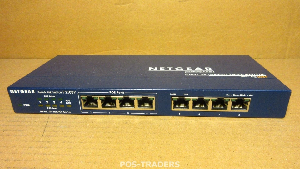 Netgear FS108P V3 ProSafe 8 Port 10/100 Unmanaged Switch 4-Port PoE EXCL PSU - Bild 1 von 2