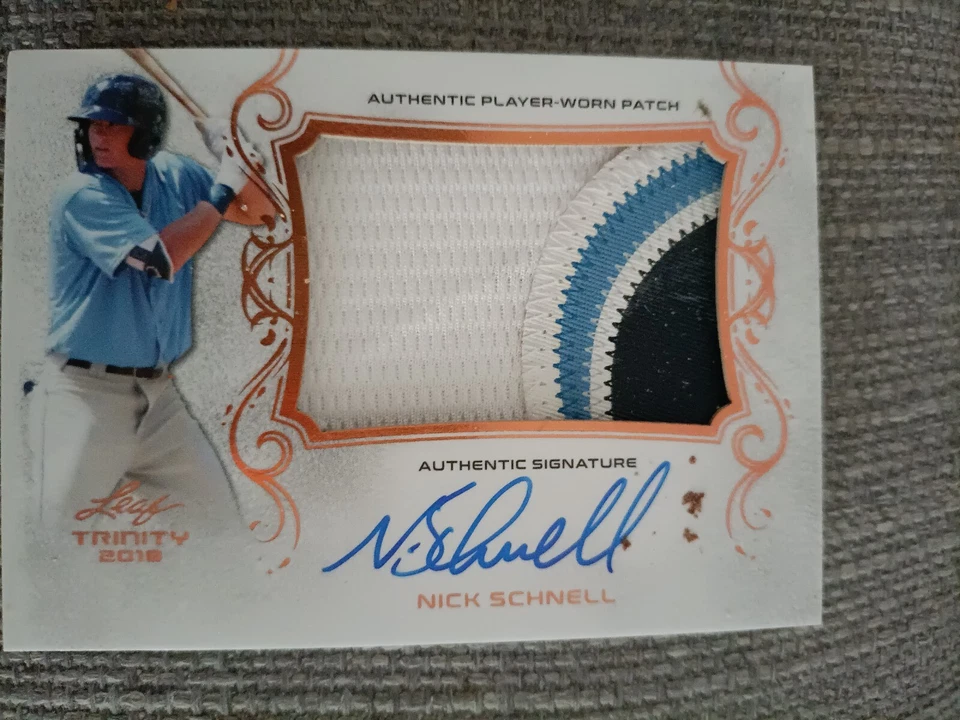 Nick Schnell 2018 Leaf Trinity Auto/Patch Card - Image 1 of 1