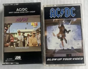 AC/DC Cassette Tape Lot 2x Blow Up Your Video + Dirty Deeds Done Dirt Cheap - Picture 1 of 6
