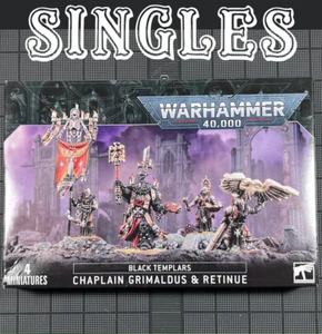 TEMPLARIOS NEGROS CAPELLÁN GRIMALDUS Y SÉQUITO INDIVIDUALES WARHAMMER 40K MARINA ESPACIAL - Imagen 1 de 5