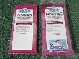 4 Brand New Sage 2% Chlorhexidine Gluconate Cloth 2 Packs Skin Prep Wipes - Picture 1 of 7
