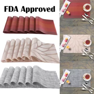 Set of 6 PVC Placemats & Coasters Non-Slip Heat Insulation Dining Table Mats - Picture 1 of 26