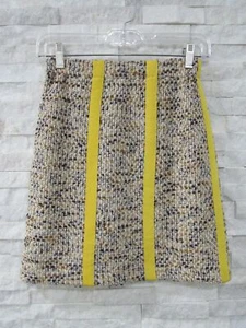 St. John Couture braun beige Tweed Strick gelb Ripsband gerader Rock 0 - Bild 1 von 5