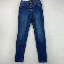 Bullhead Denim Co. Super High-Rise Skinny Denim Jeans Women's 27 Blue Lace Up