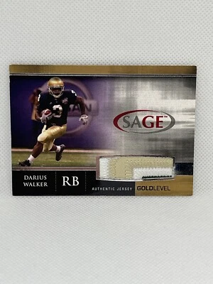 2007 SAGE JERSEYS GOLD LEVEL #J17 DARIUS WALKER 3 COLOR JERSEY NICE 0723  - Image 1 of 2