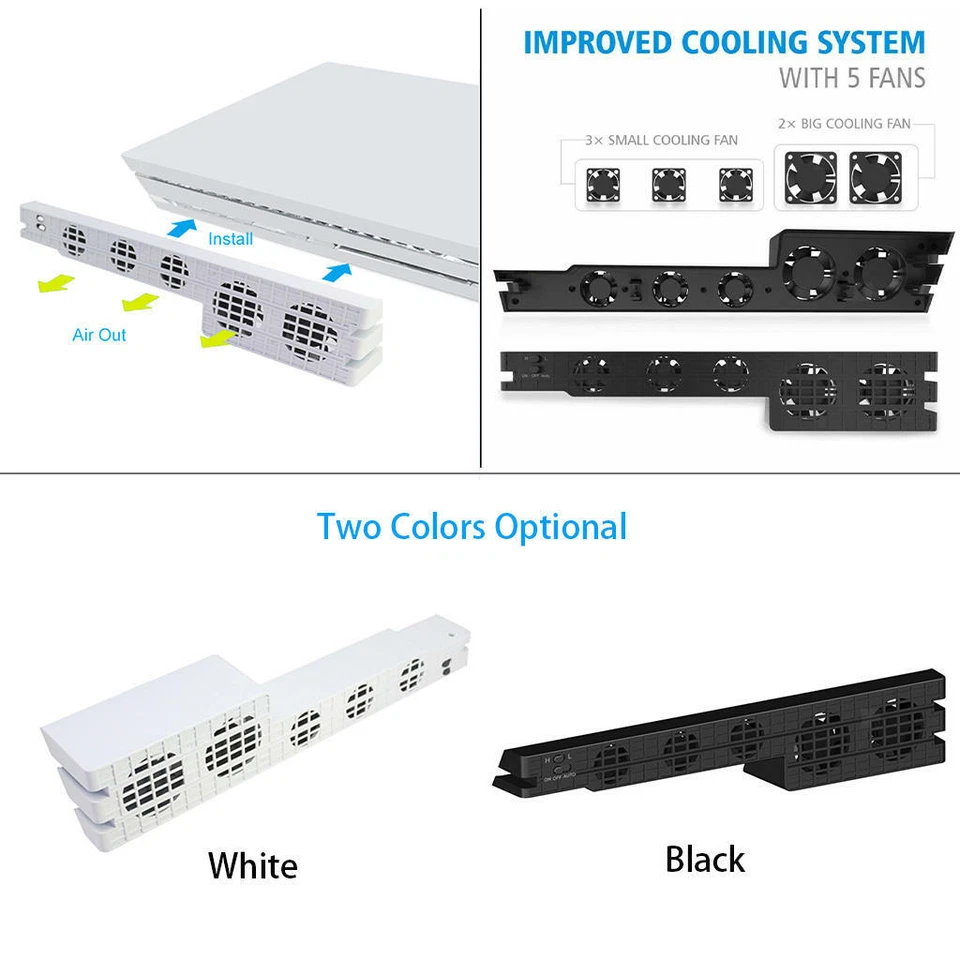 USB Turbo Cooling Fan External Cooler Stand Fit PS4 Pro Gaming Console - Image 1 of 1