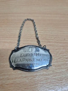 Vintage UEFA Euro '96 Villa Park England Silver-Plated Decanter Label - Picture 1 of 3