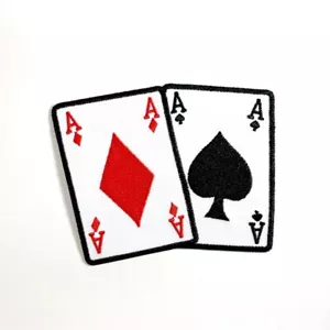 Double Ace Poker Card Casino Patch Artwork Emblem for DIY Iron on Clothes Jean - Picture 1 of 10